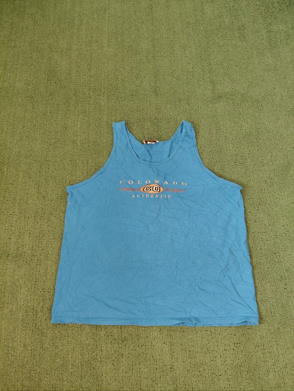VINTAGE 1999 Colorado Authentic Embroidered 90's Blue Tank Top Sz XL